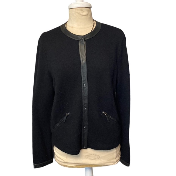 SOLD! Black Button Up Wool Jacket SZ Large - Picture 1 of 5